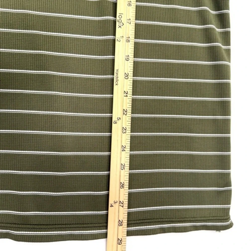 Nike Golf Polo Shirt Mens XL Green White Stripe Dri-FIT Short Sleeve Performance